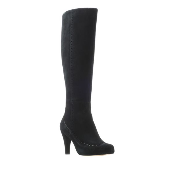 Clarks Womens Dalia Sierra Knee High Boots Black | UK-3879065